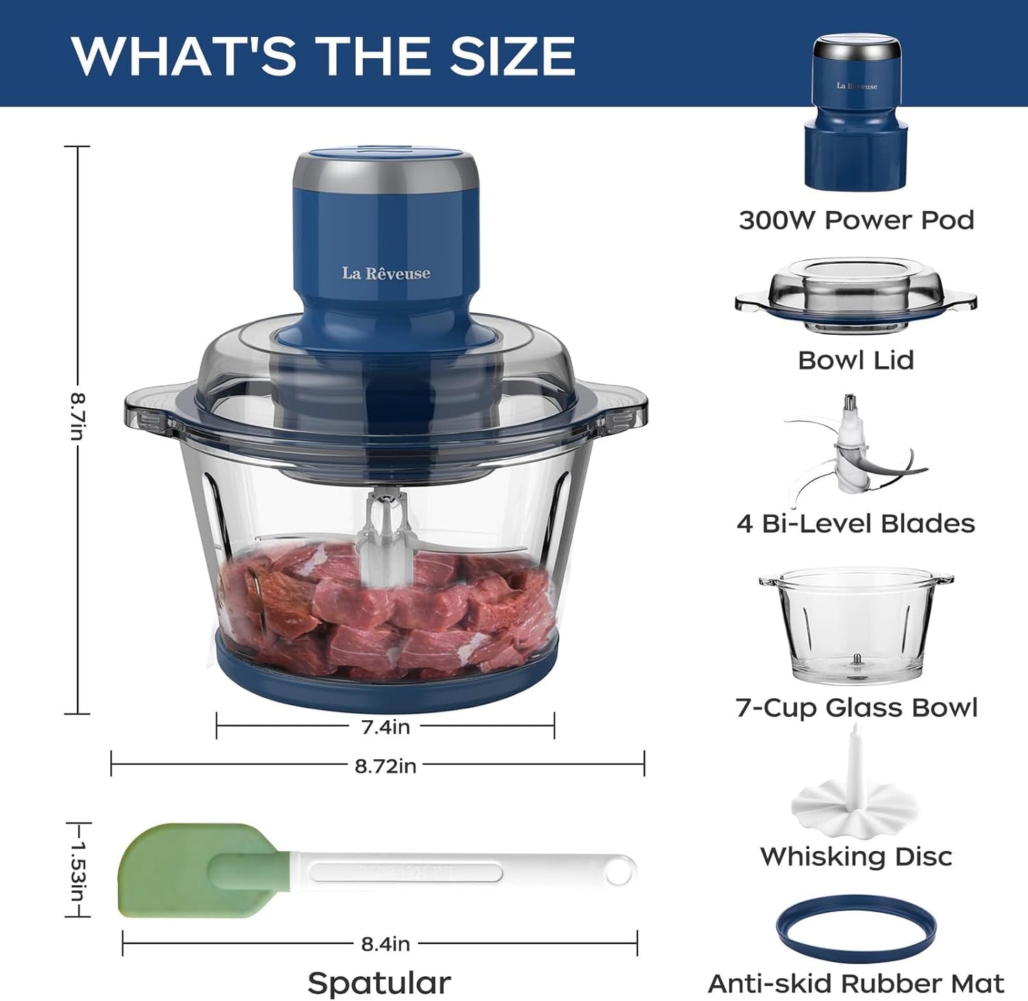 Procesador de alimentos, eléctrico, tazón de vidrio, 1.7lt, (USADO).