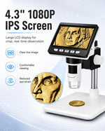 Microscopio digital LCD 1000X, 1080P para monedas, 8 luces, MacOS.
