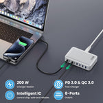 Cargador USB C de 200 W adaptador GKUTW HX100P7 blanco
