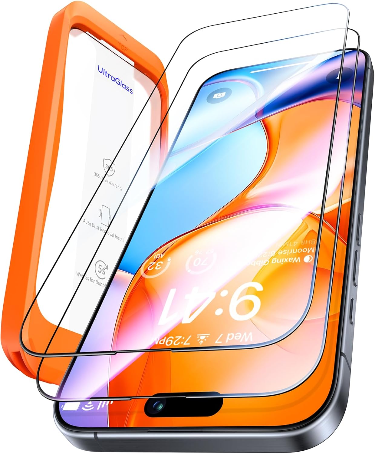 Protector de pantalla para iPhone 15 Pro, UltraGlass superior 9H.