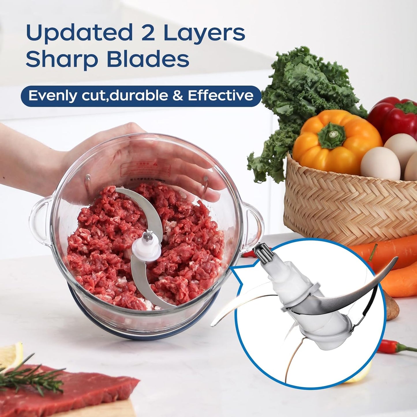 Procesador de alimentos, eléctrico, tazón de vidrio, 1.7lt, (USADO).