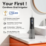 Irrigador Bucal Inalámbrico, Recargable con 3 modos de limpieza, IPX7.