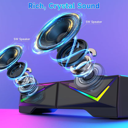Altavoces de computadora para escritorio, entrada Bluetooth y USB.