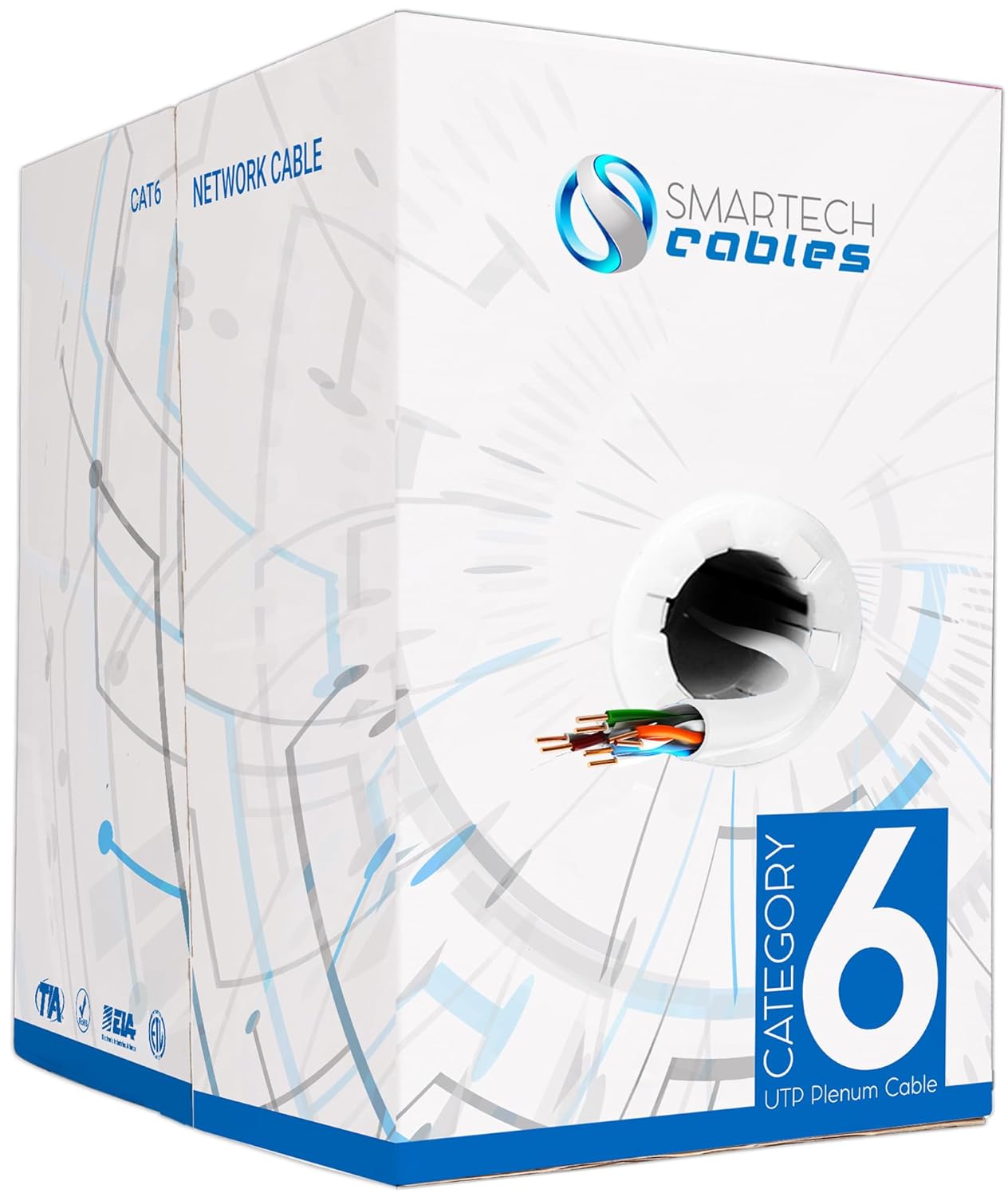 Cable Ethernet a granel CAT6 Plenum (CMP) de 1000 pies.