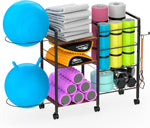 Rack Organizador para Tapetes de Yoga y Gimnasio con Soporte para Pelota