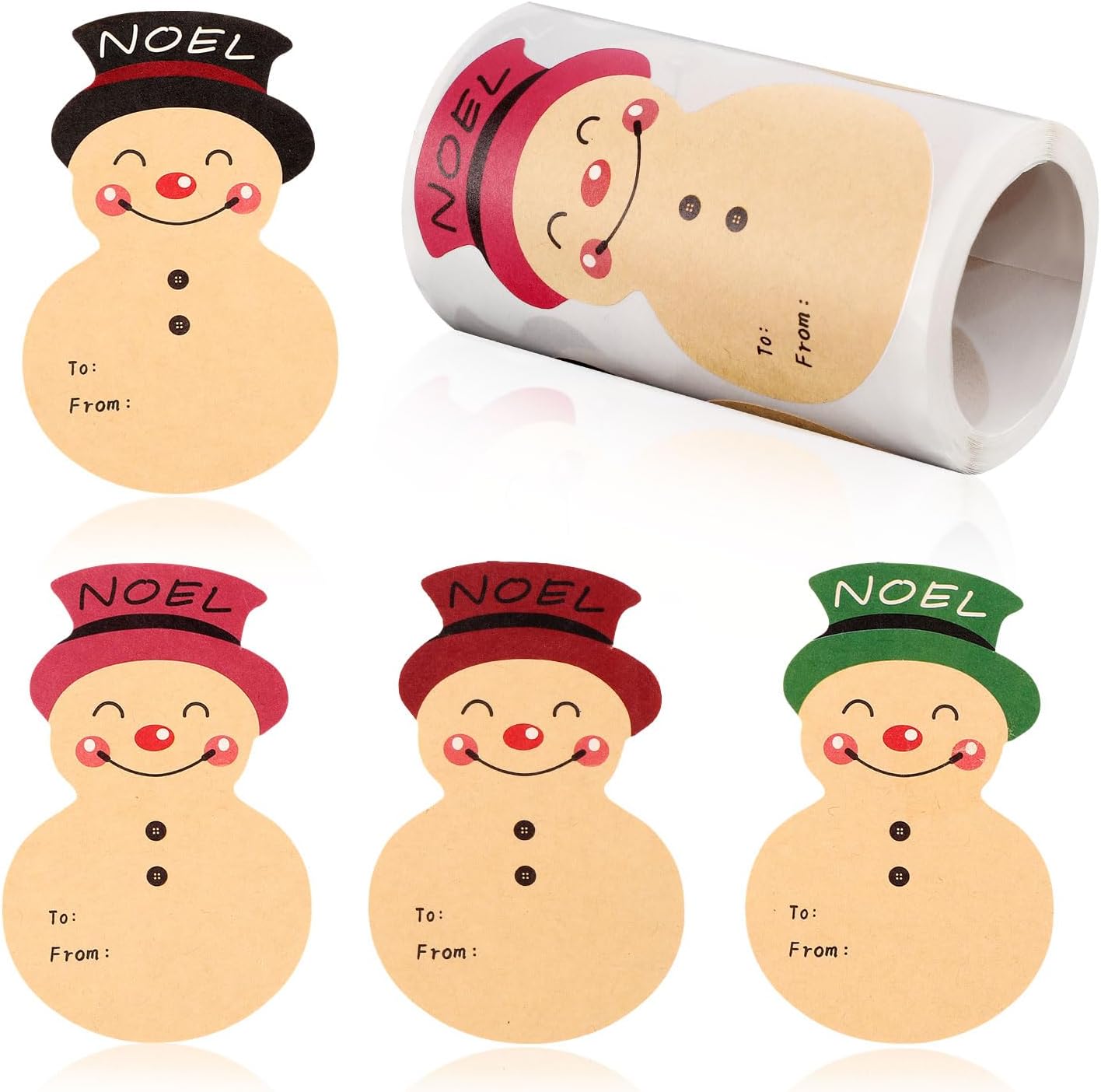 200pcs Etiquetas Adhesivas de Muñeco de Nieve Navidad