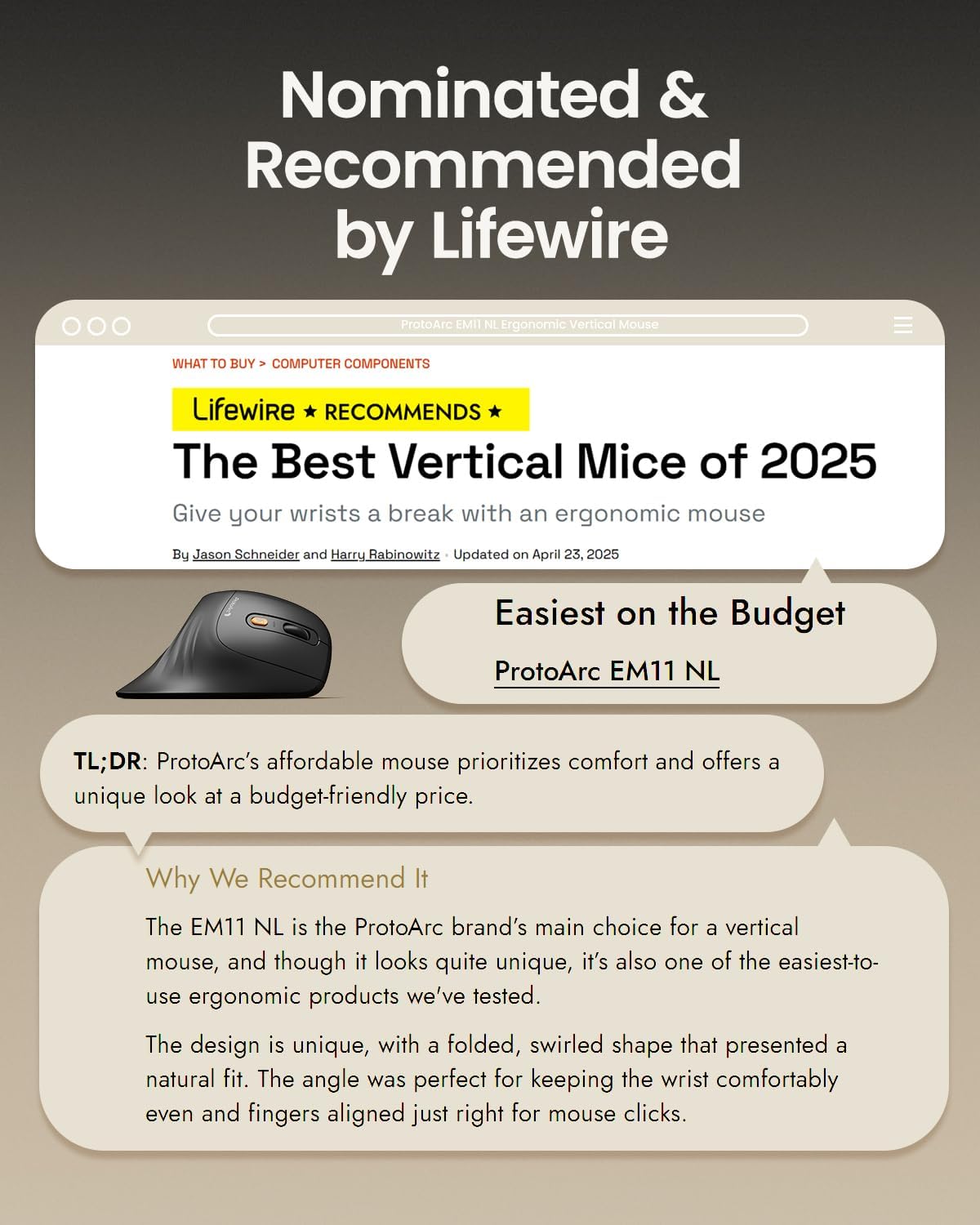 ProtoArc- Mouse Ergonomico Vertical Negro (USADO)