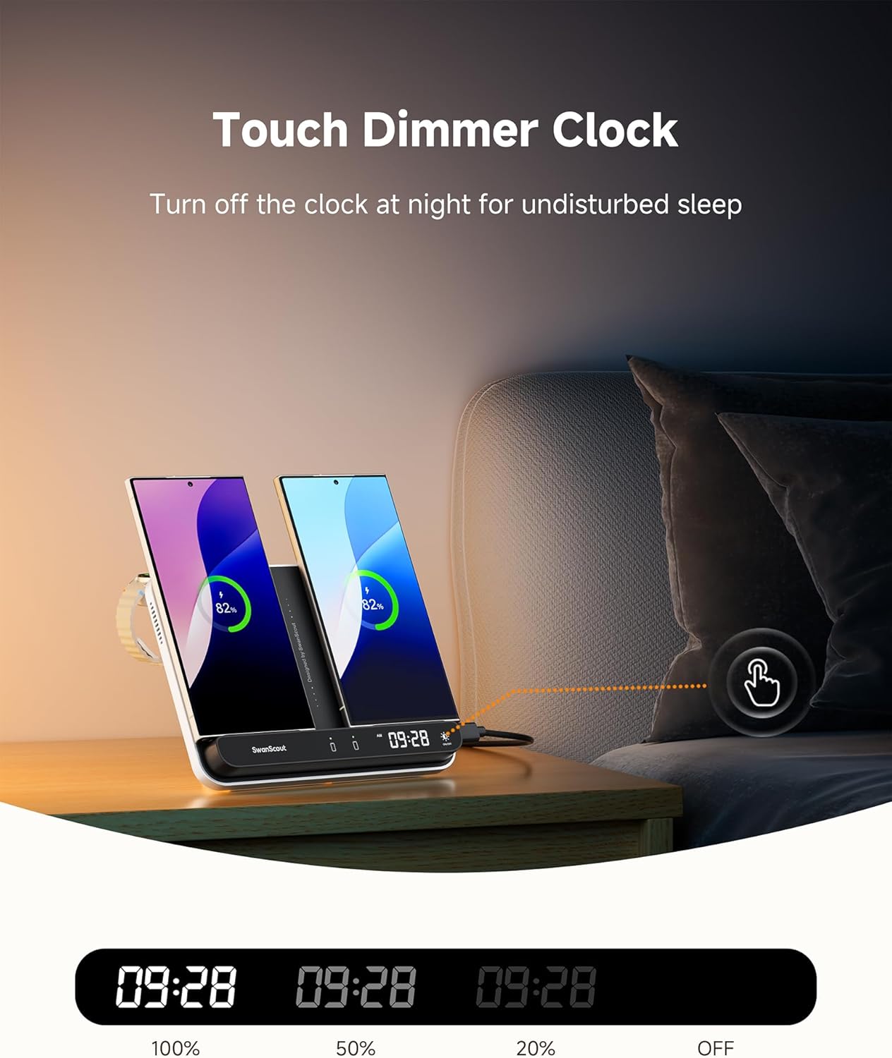 Cargador Inalámbrico Dual para telefonos, earbuds Y reloj.