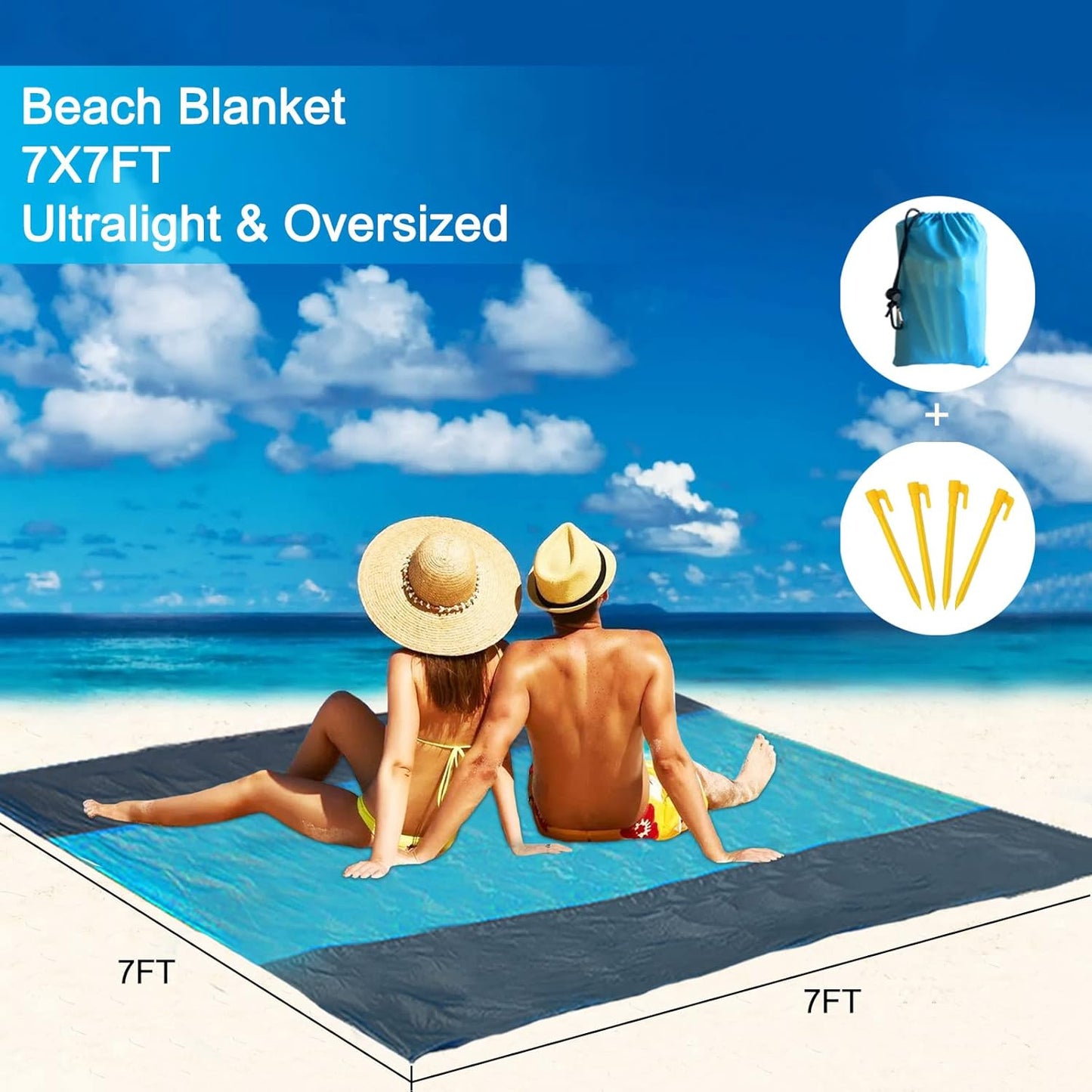 Tienda de campaña de playa con manta, 11 X 11 FT, protección UV50+.