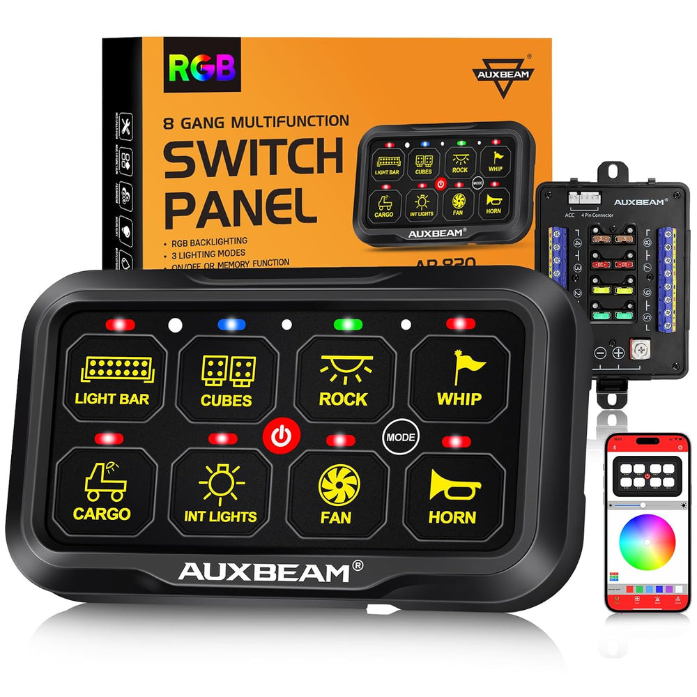 Panel de interruptores RGB de 8 vías, Auxbeam AR-820 (DETALLE)