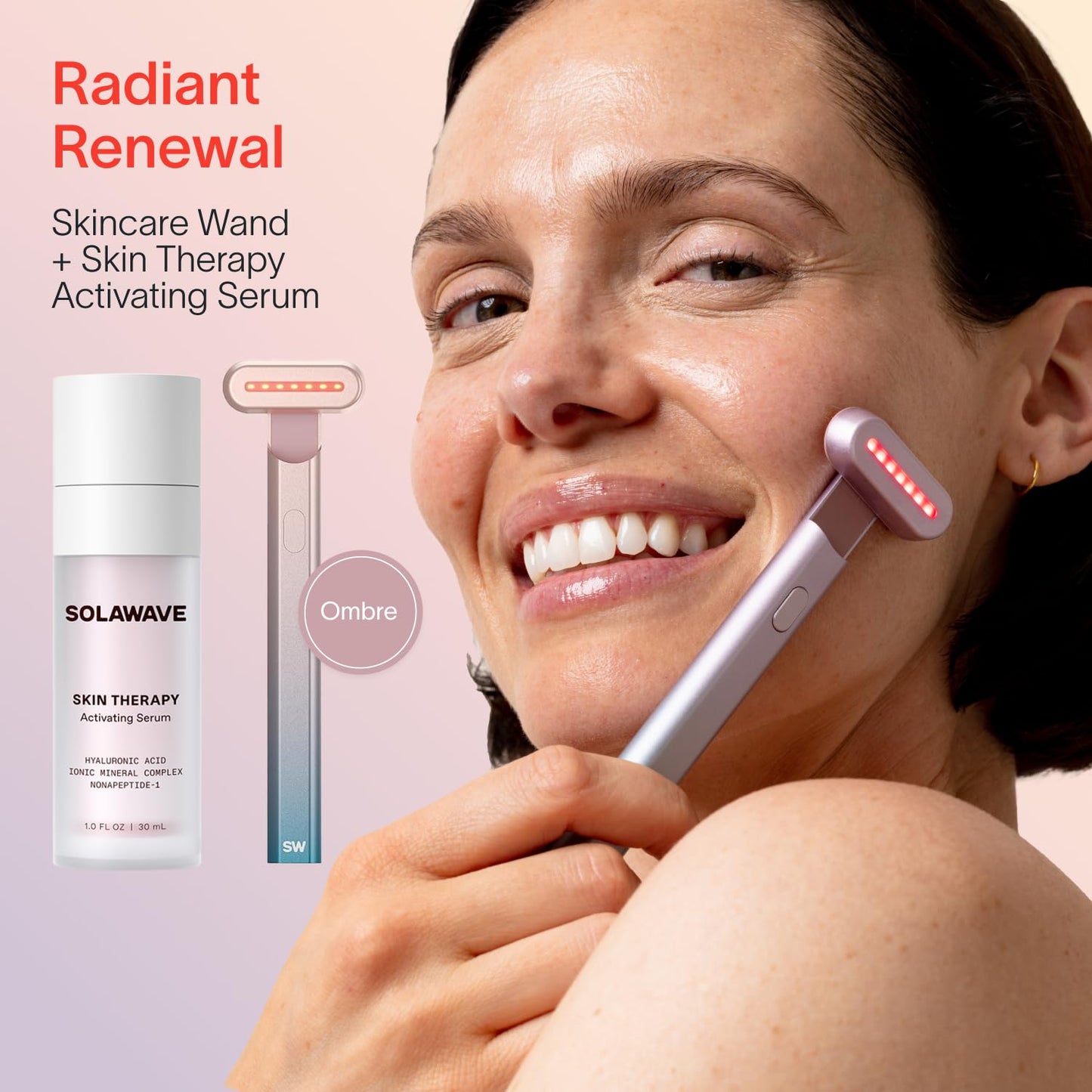 Solawave Paquete de suero de terapia facial 4 en 1 con varita de luz.