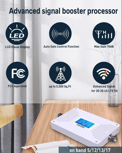 Amplificador de señal de teléfono celular, AT&T, 5G-4G, GABK.
