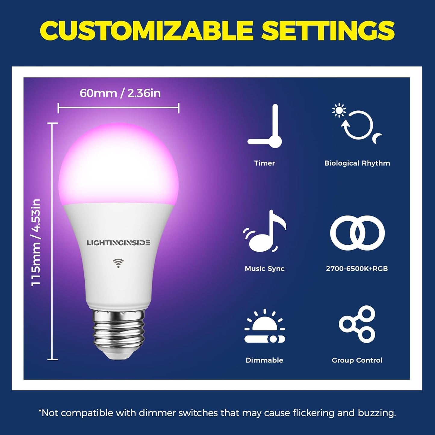 Bombillas inteligentes Lightinginside, 100W=11W, WiFi, Alexa.