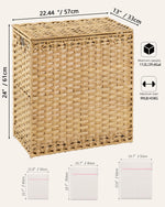 Cesto de ropa sucia de mimbre SETVSON con tapa, color natural, 132 litros — vista 5