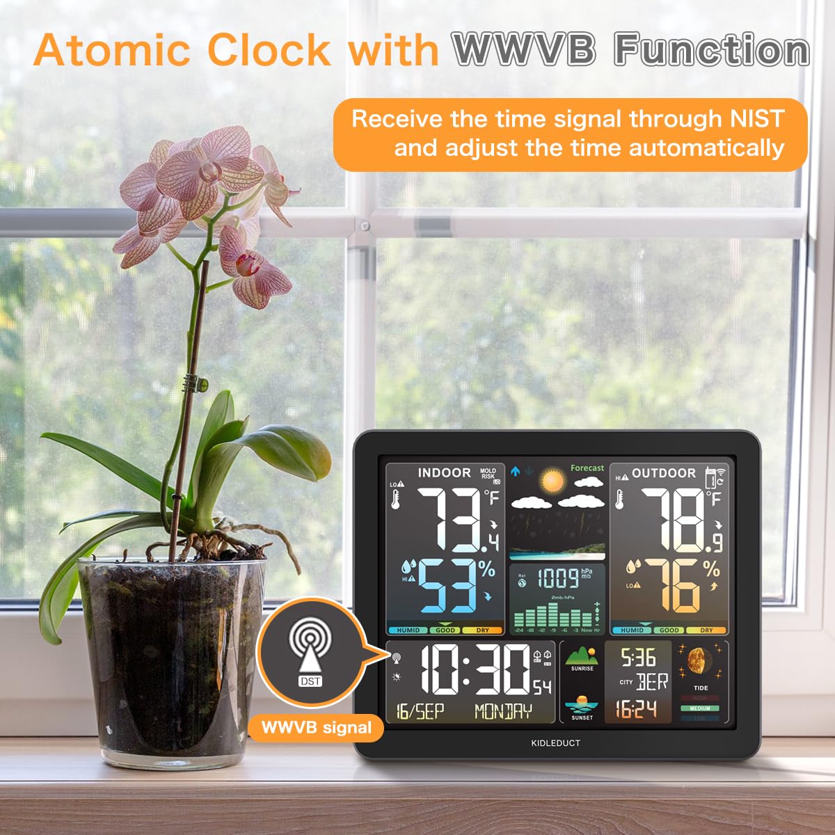 KIDLEDUCT - Termómetro inalámbrico para interiores y exteriores.