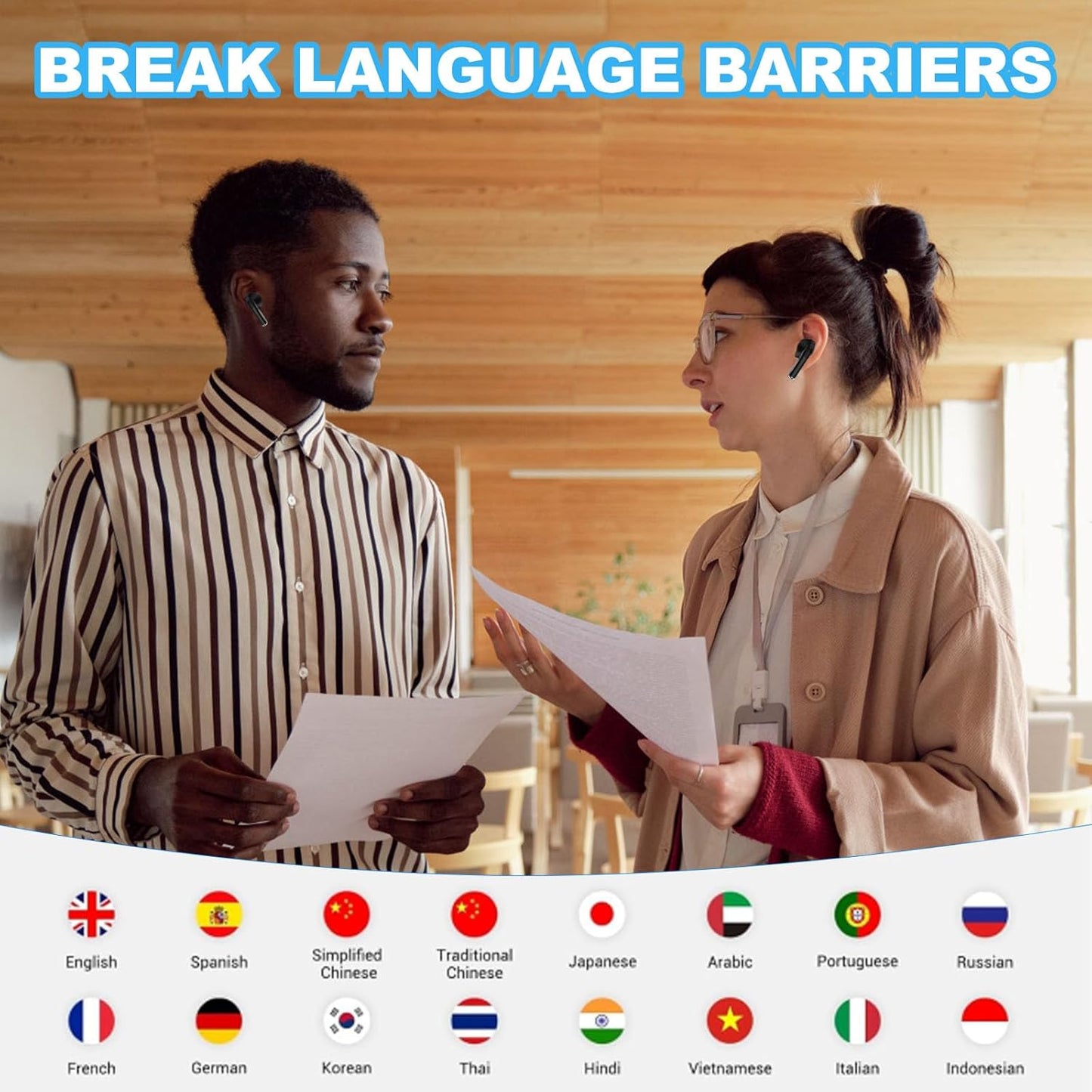 Audífonos traductores de idiomas en tiempo real, A8, (USADO).