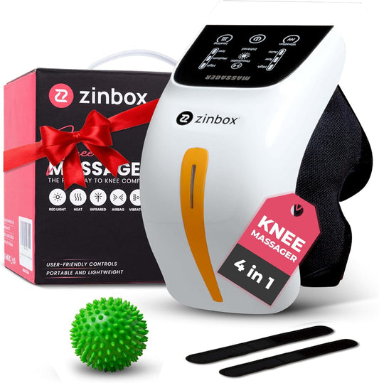 Masajeador de rodilla portátil 4 en 1, vibración y calor calmante.