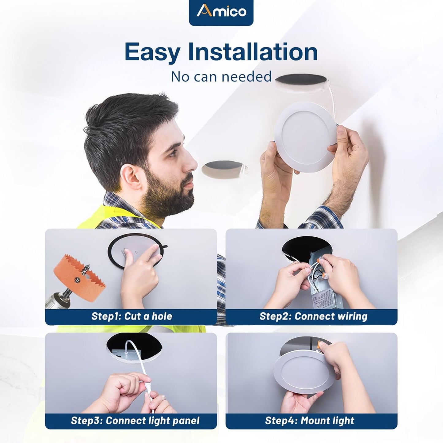 Amico paquete de 24 luces, empotrables ultrafinas, 6".