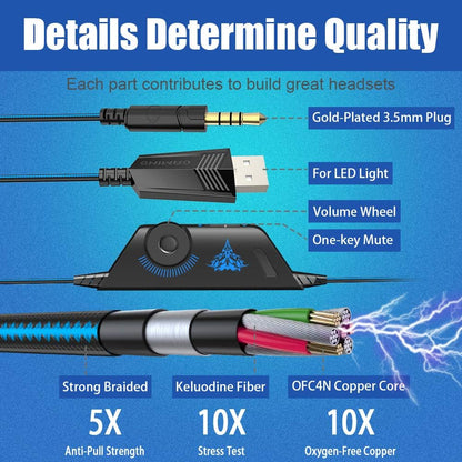 Auriculares estéreo para Videojuegos, Bengoo G9000, Azul.