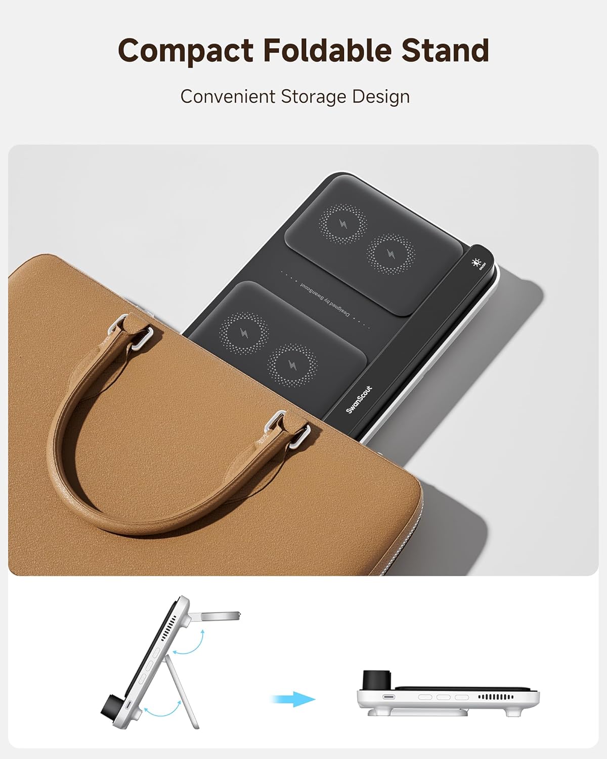 Cargador Inalámbrico Dual para telefonos, earbuds Y reloj.