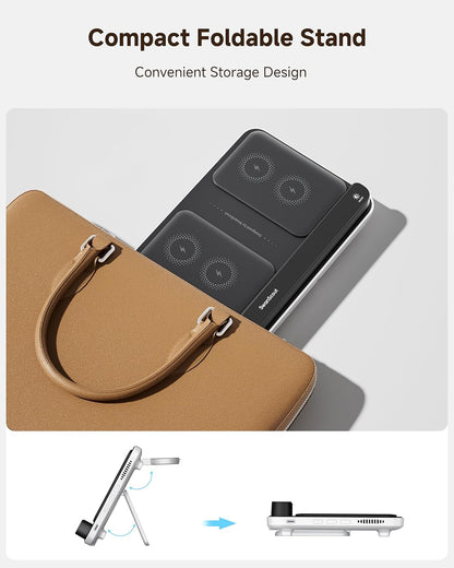Cargador Inalámbrico Dual para telefonos, earbuds Y reloj.