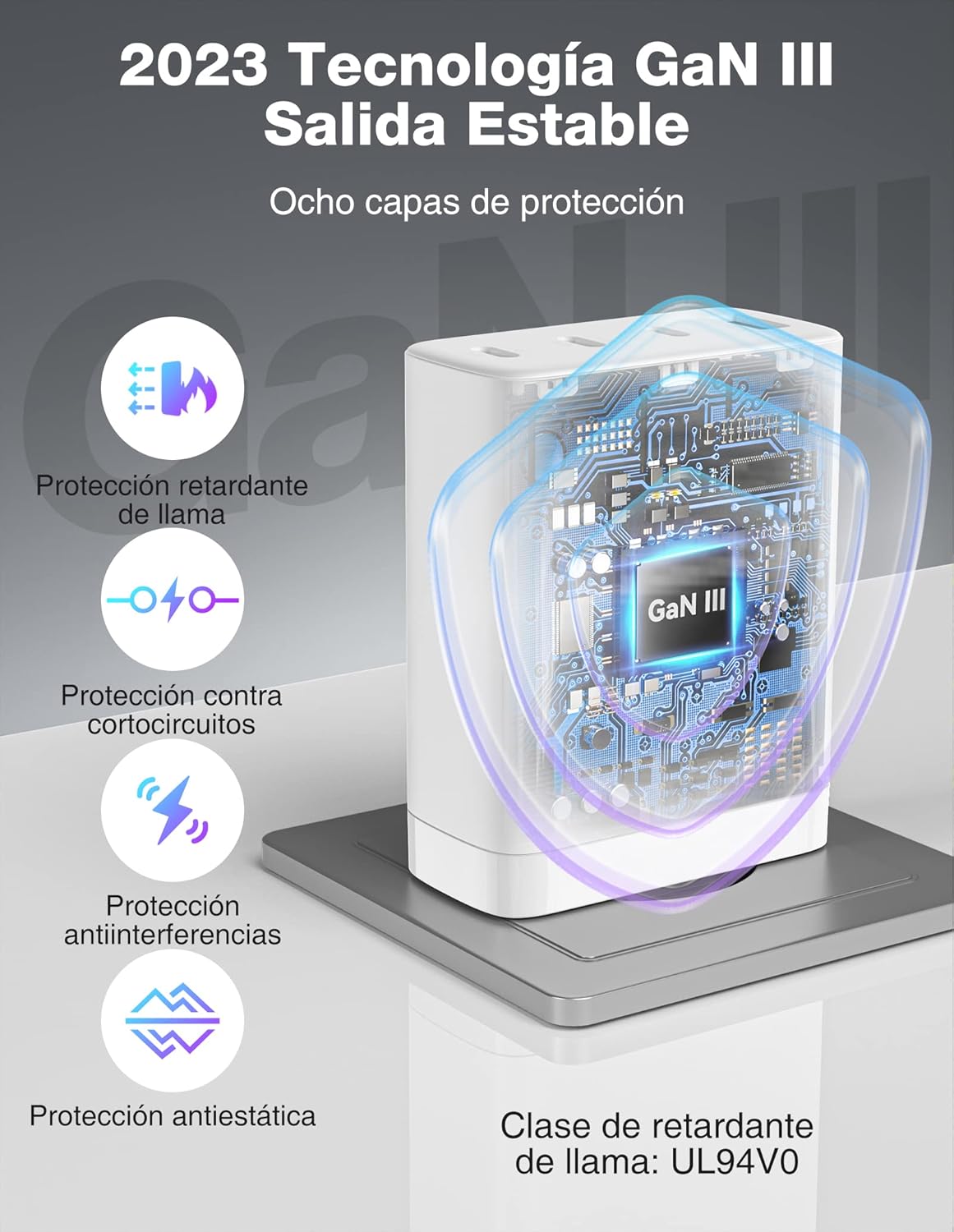 Tecknet GaN adaptador de corriente tk-pc009 blanco 100W