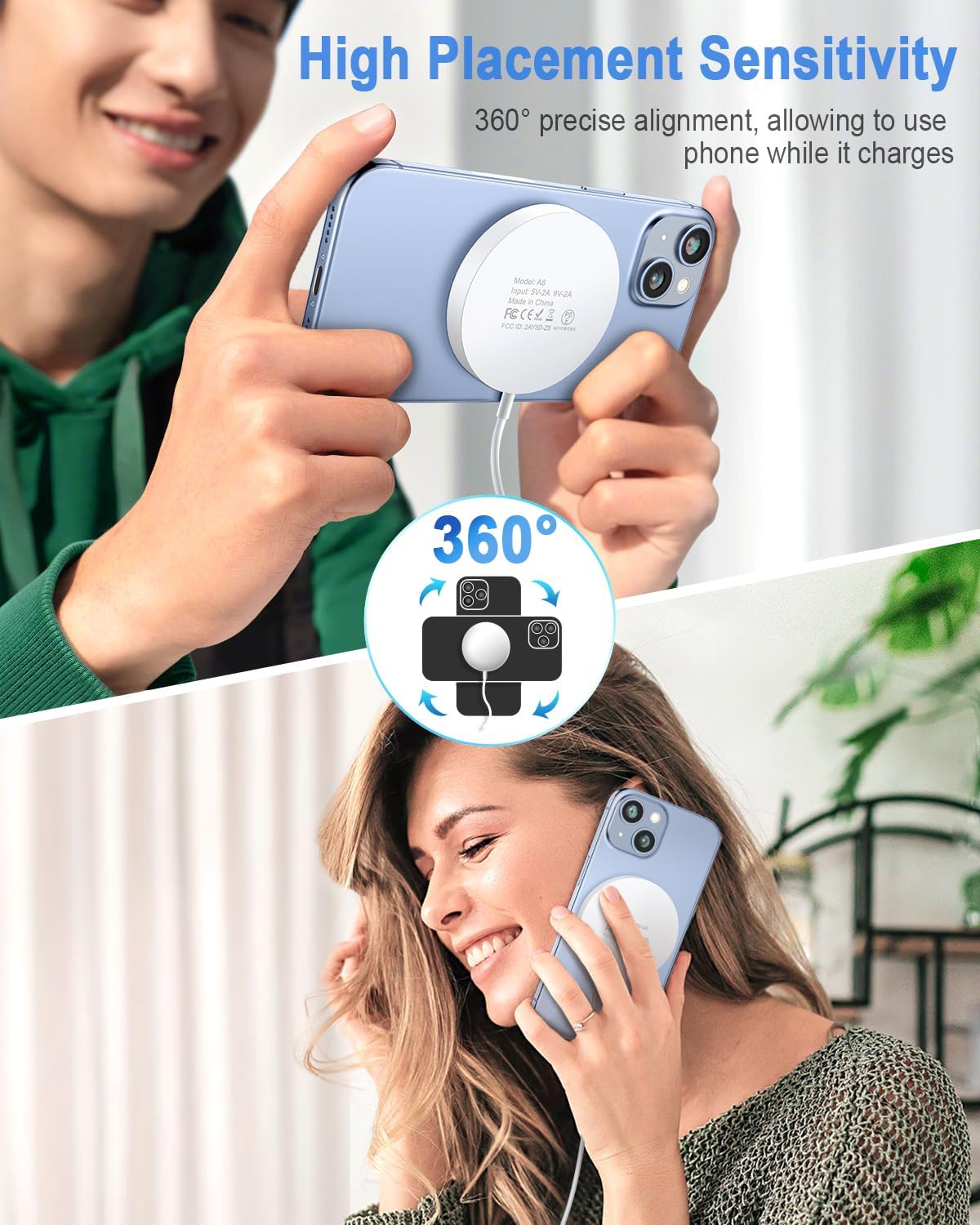 Cargador inalámbrico magnético Mag Safe, tipo C de 20W, (USADO).