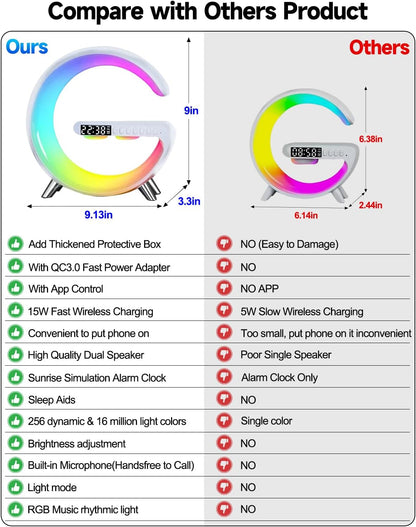 Lámpara de mesa, luz LED RGB, con cargador inalámbrico MagSafe.