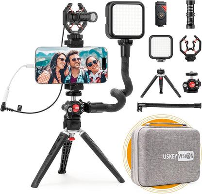 Vlog Kit luz y micrófono Incluido, para Smartphone y Cámaras USKEYVISION