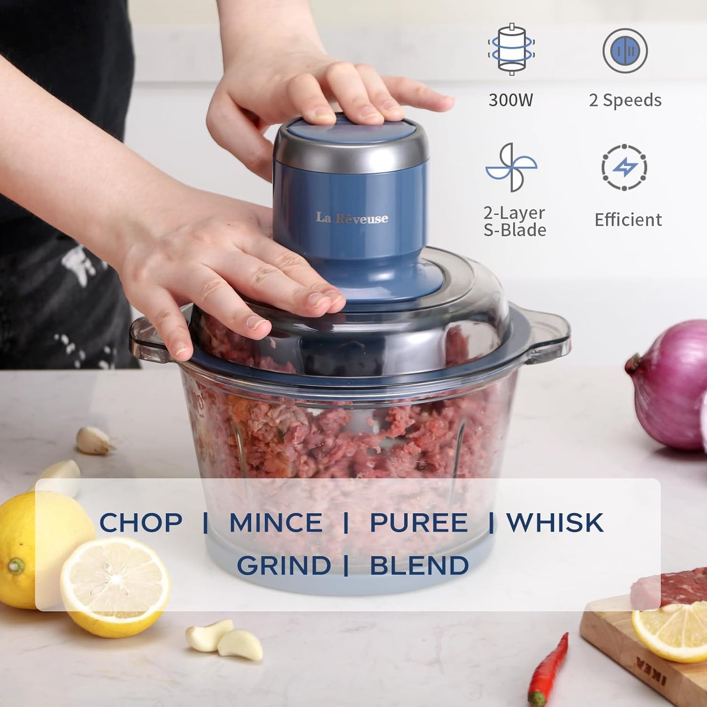 Procesador de alimentos, eléctrico, tazón de vidrio, 1.7lt, (USADO).