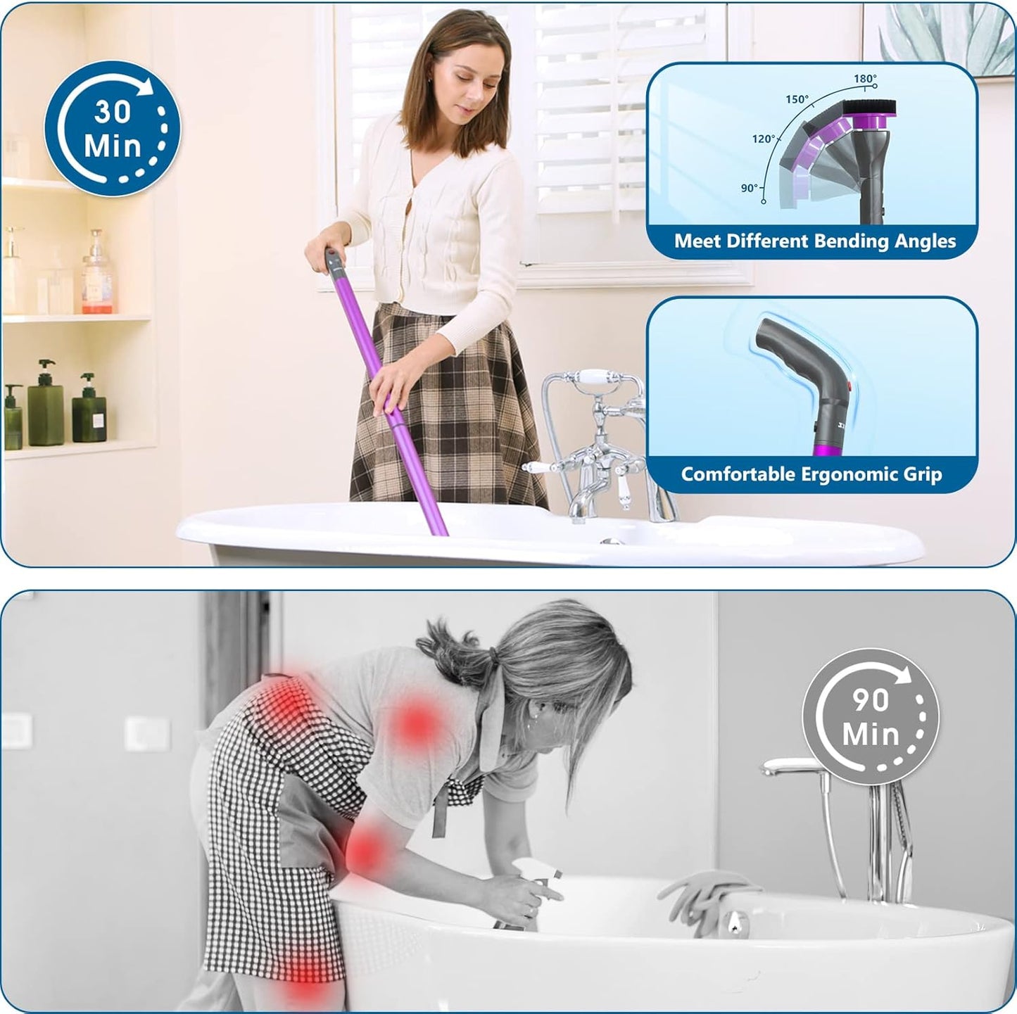 Limpiador eléctrico de giro mejorado, 3 velocidades de rotación.