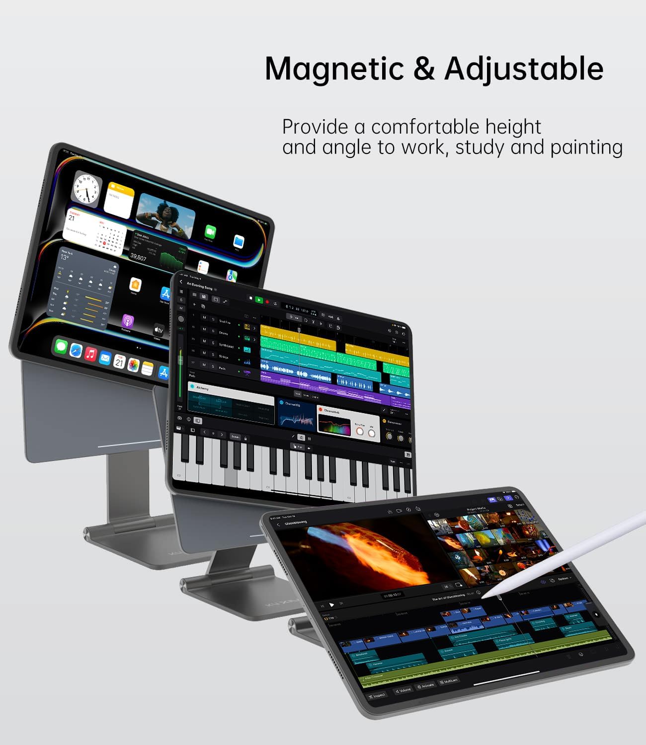 KU XIU - Soporte magnético plegable solo para iPad Pro 13 M4 (2024).