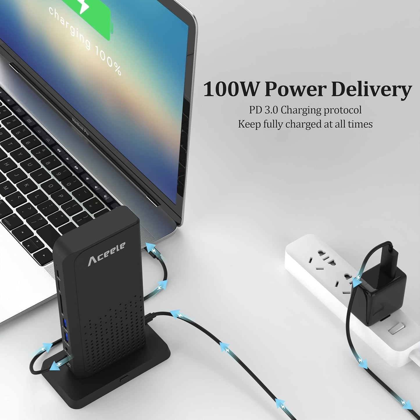 Estación de acoplamiento para portátil, Aceele concentrador USB/C.
