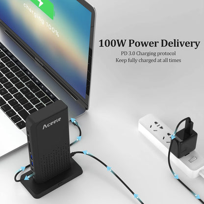 Estación de acoplamiento para portátil, Aceele concentrador USB/C.