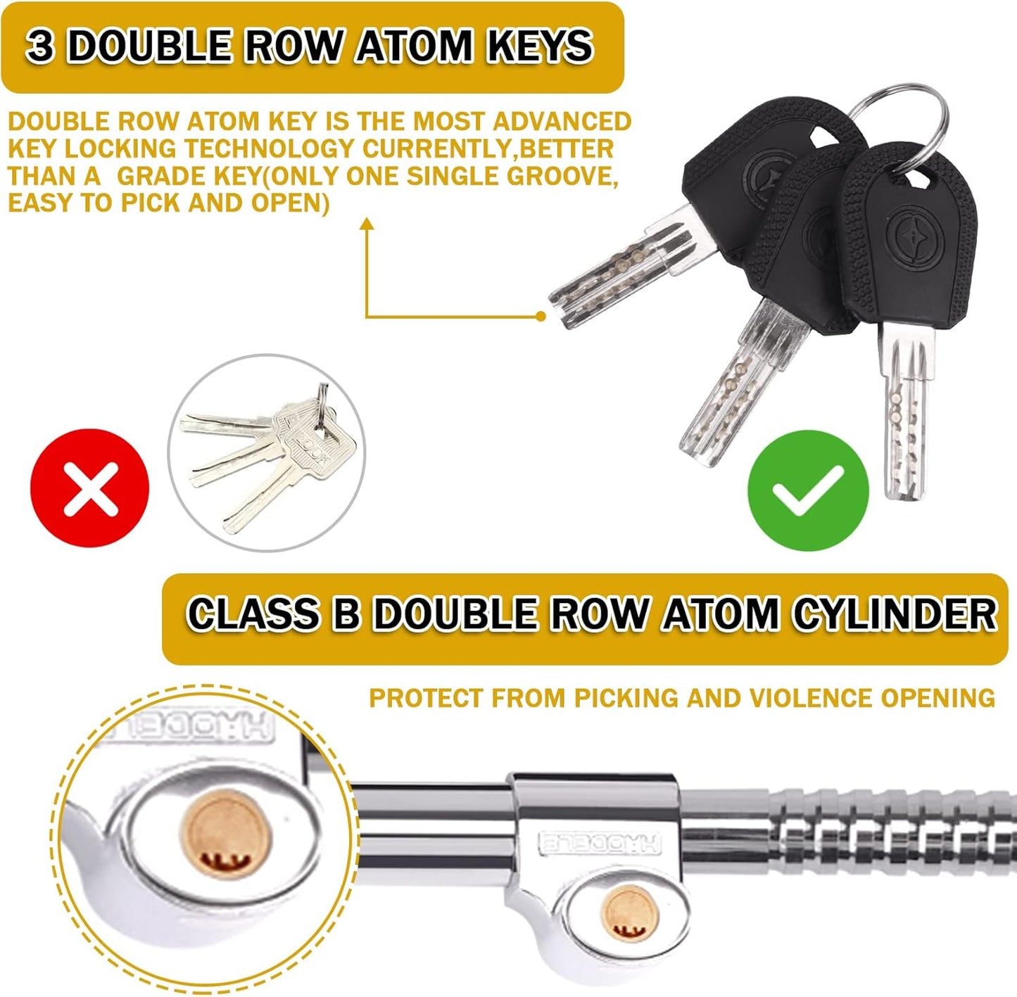 Cerradura universal de freno para volante, antirrobo, retráctil, doble gancho Tevlaphee