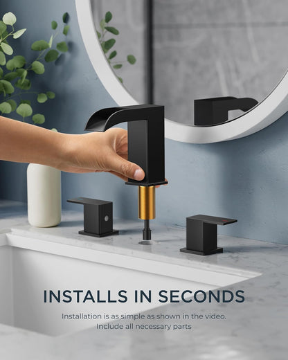 Grifo Baño Cascada Elegante FORIOUS 8" Negro Mate