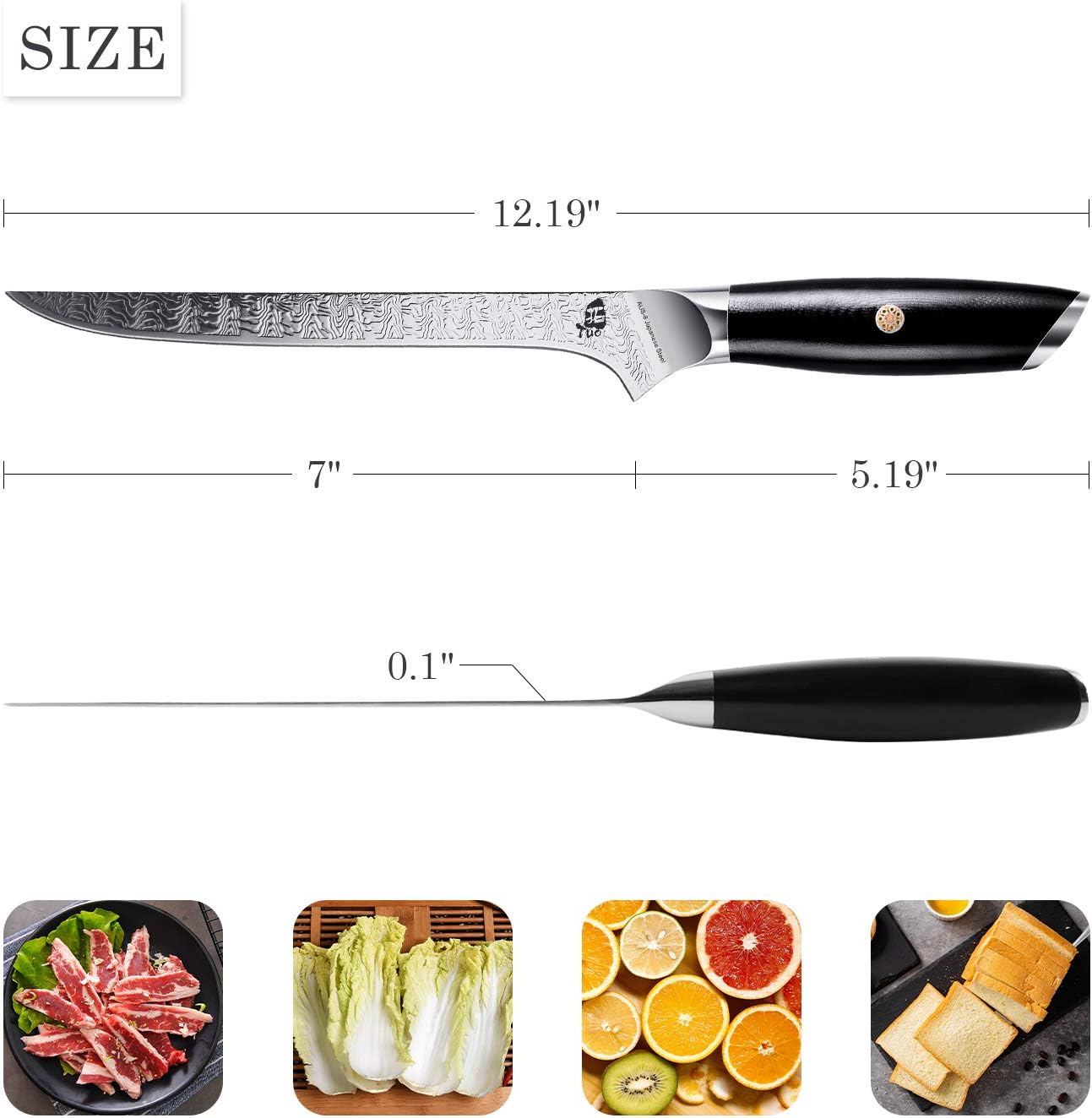 Cuchillo deshuesador y para filetear pescado, 7", TUO.