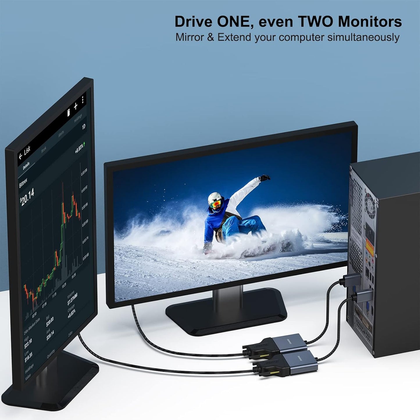 DisplayPort a DVI, adaptador de enlace único, compatible con Lenovo Dell HP