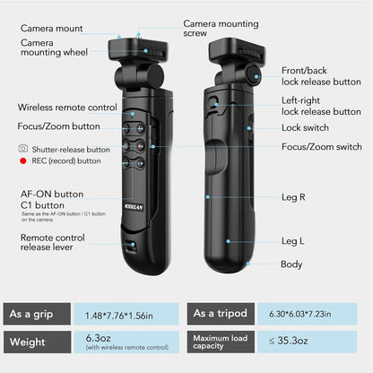 Trípode AODELAN Control Remoto Sony Vlogging Grip
