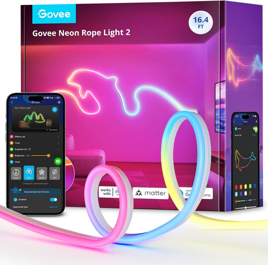 Luces de neón, LED Smart, Govee, Rope light 2, cable blanco.