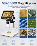 Microscopio digital LCD 1000X, 1080P para monedas, 8 luces, MacOS.