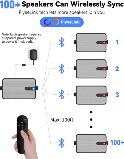Altavoces Bluetooth para exteriores, sincronización inalámbrica, PYLEE.