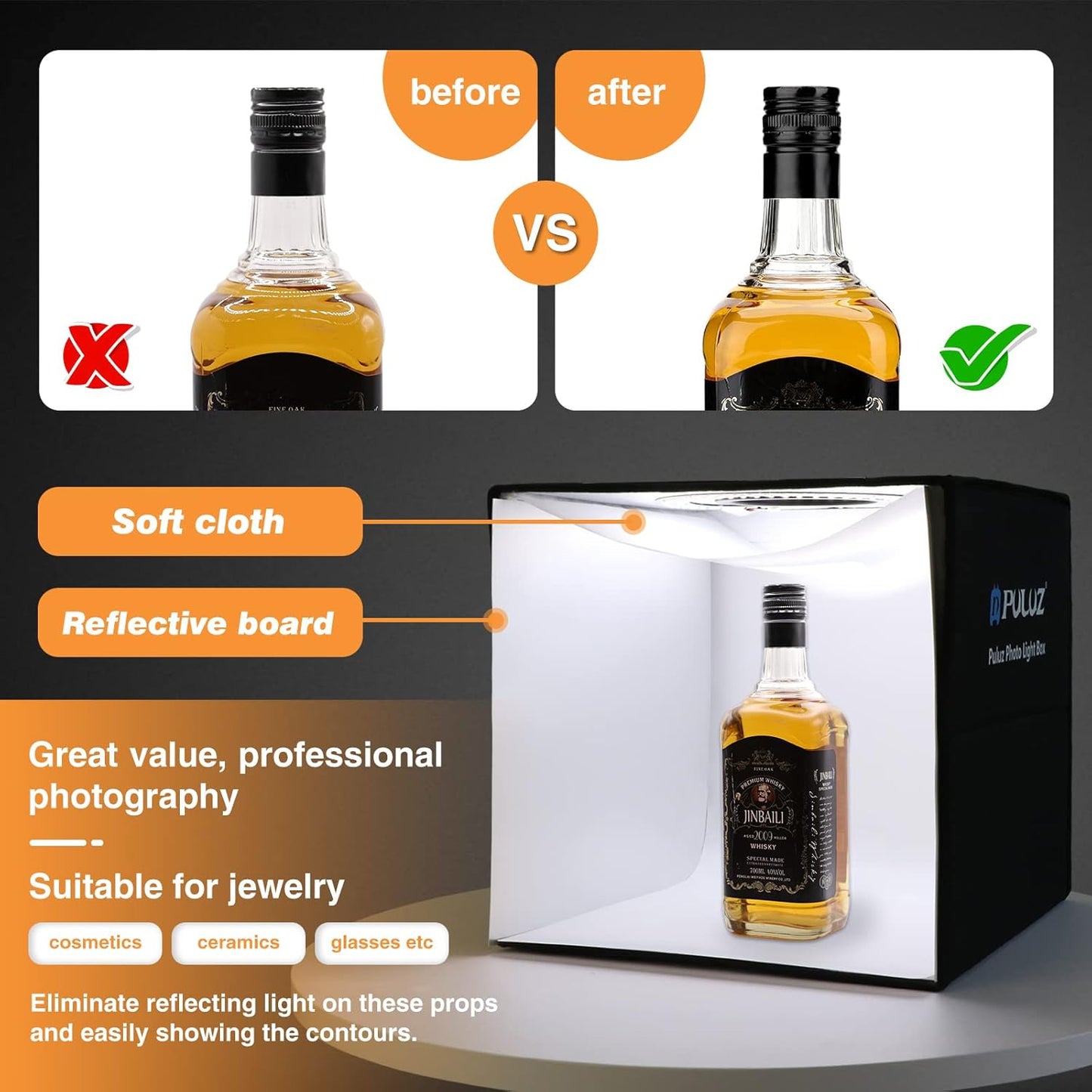 PULUZ - Caja de estudio fotográfico portátil con luz