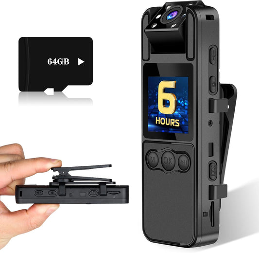 Sixmou Cámara Corporal HD 1296P Con Audio y Video.