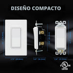 Interruptor Elegrp unipolar decorativo, 15A 120/277V, con placa de pared.