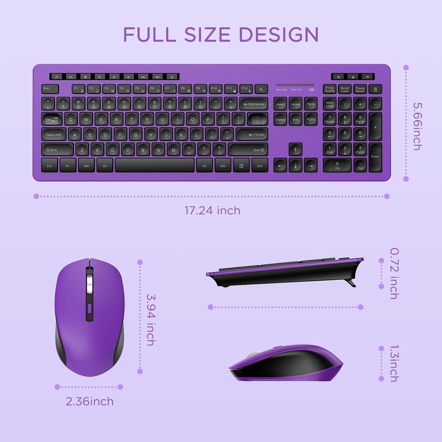 Combo de teclado y mouse inalámbricos, 2.4 GHz, con receptor USB.