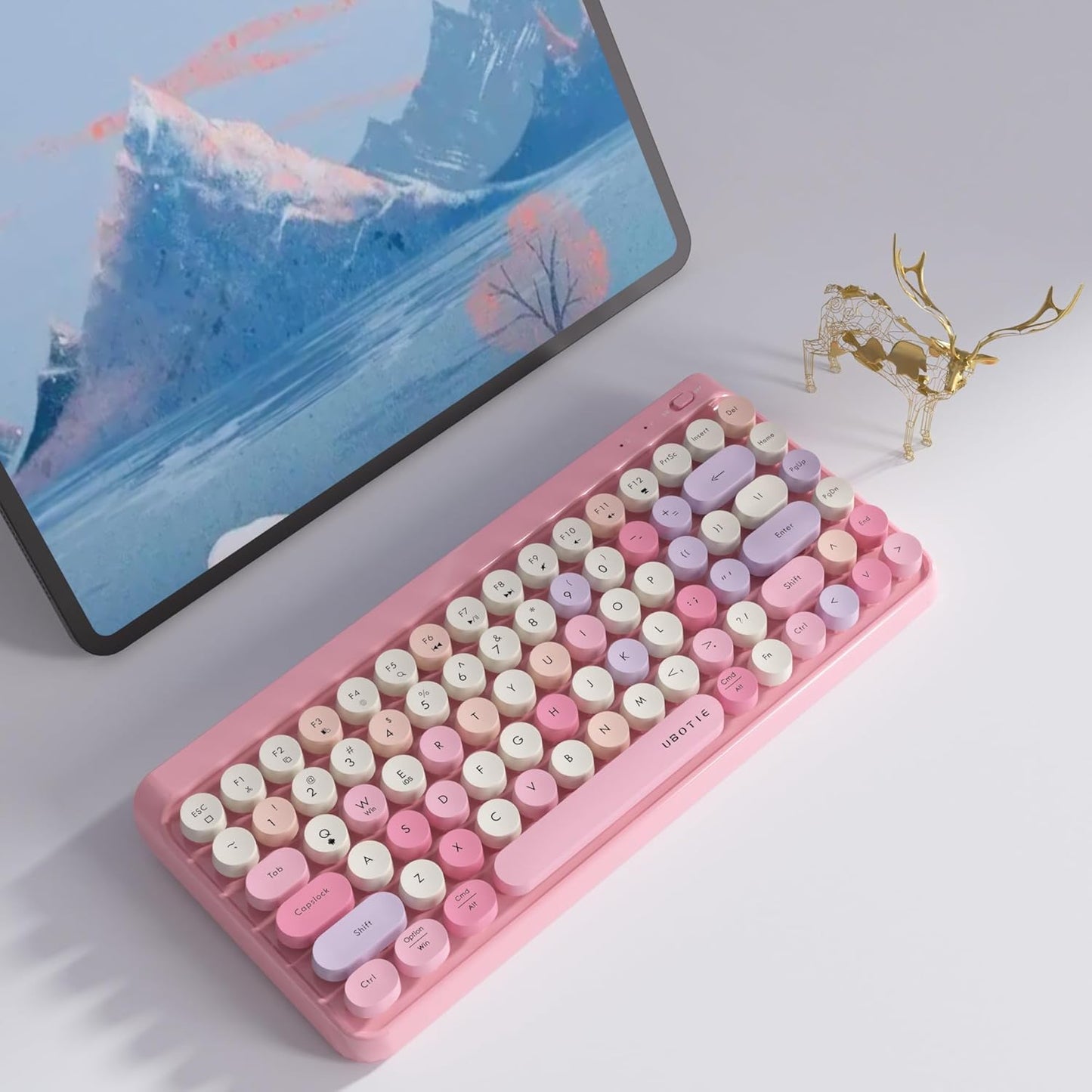 Teclado portátil Ubotie Bluetooth colorido inalámbrico