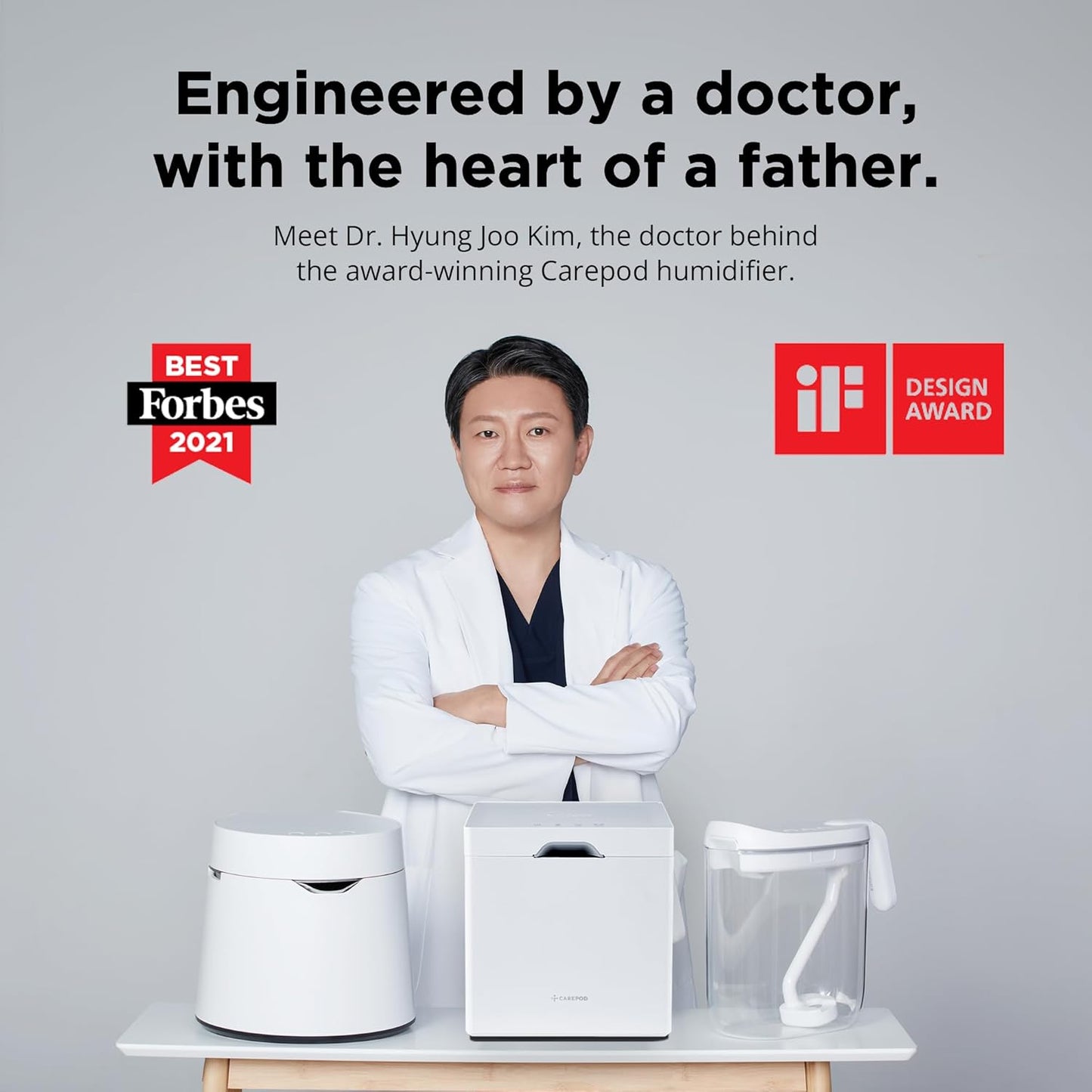 Carepod Humidificador,acero inoxidable 31S, ultrasónico, niebla fría.