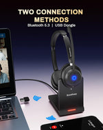 Auriculares inalámbricos con micrófono para trabajo.
