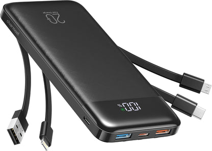 Charmast-Cargador portátil negro con 4 cables (Usado)